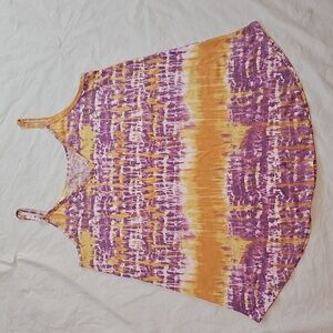 Zenana Women's XL Purple and Yellow Tie Dye Tank Top NWOT